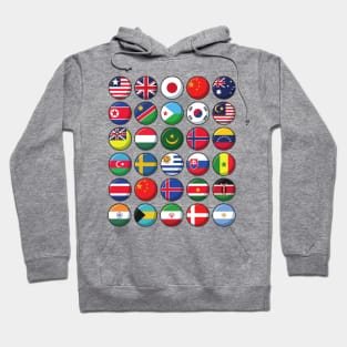 International Flags of the World 30 Countries Circles Hoodie